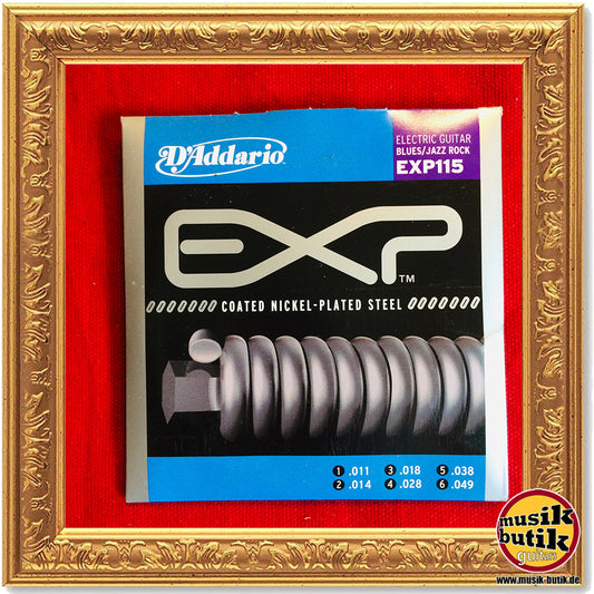 D'Addario EXP115 beschichtete Saiten für E-Gitarre, Medium/Blues/Jazz, 11-49