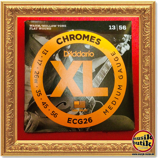 D'Addario ECG26 Chromes, Flatwound Saiten für E-Gitarre, Medium, 13-56