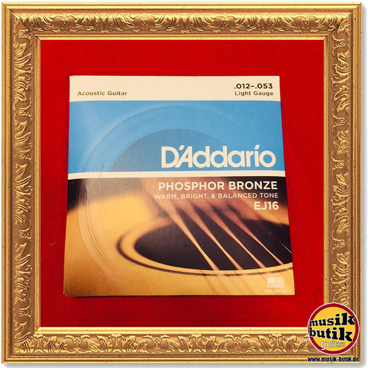 D'Addario EJ16 Saiten für Akustikgitarre, Phosphorbronze, Light, 012-053