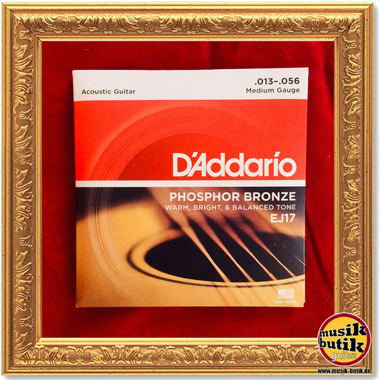 D'Addario EJ17 Saiten für Akustikgitarre, Phosphorbronze, Medium, 13-56