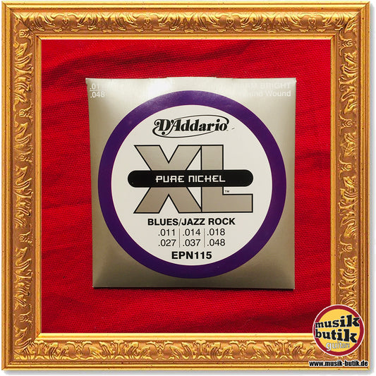 D'Addario EPN115 Saiten für E-Gitarre, reines Nickel, Blues/Jazz Rock, 11-48