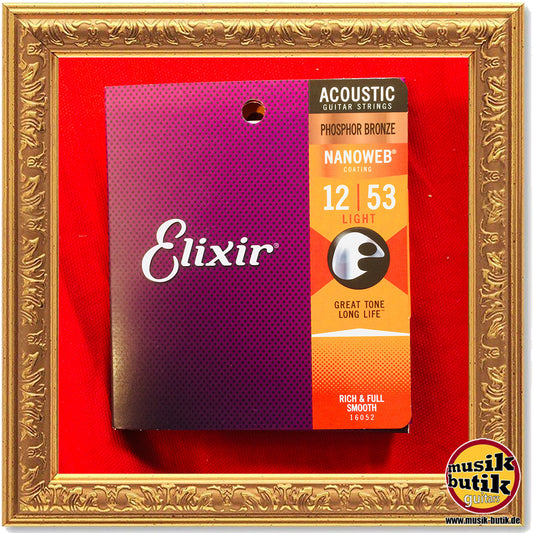 Elixir 16052 Phosphor Bronze Nanoweb  Light 012/053