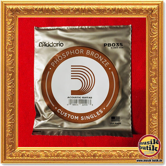 D'Addario PB035 Einzelsaite für Akustikgitarre, mit Phosphorbronze umsponnen, .035