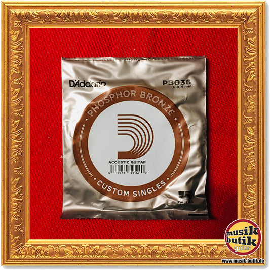 D'Addario PB036 Einzelsaite für Akustikgitarre, mit Phosphorbronze umsponnen, .036