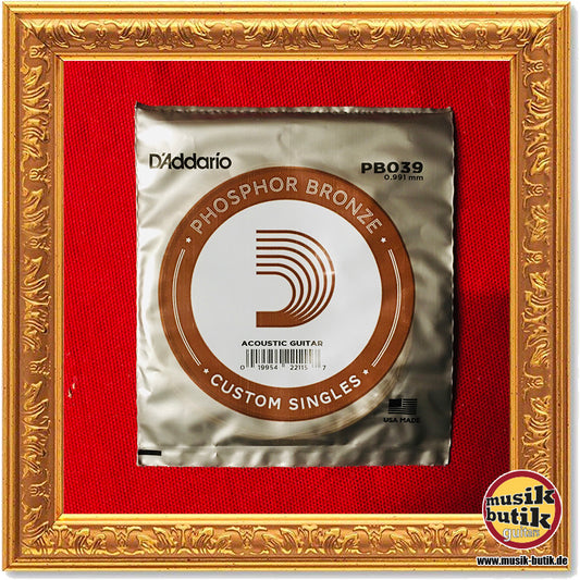 D'Addario PB039 Einzelsaite für Akustikgitarre, mit Phosphorbronze umsponnen, .039