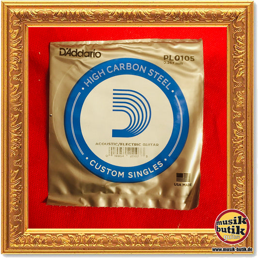 D'Addario PL0105 Einzelsaite für Gitarre, blanker Stahl, .0105