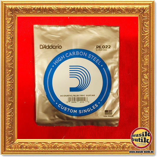 D'Addario PL022 Einzelsaite für Gitarre, blanker Stahl, .022